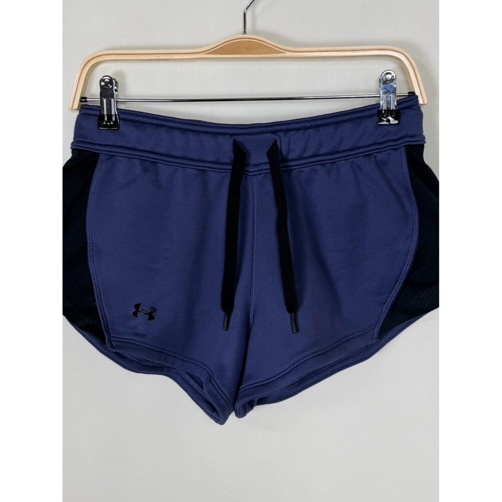 Under Armour Navy Black Gym Running Shorts Small Mesh Athletic Drawstring UA